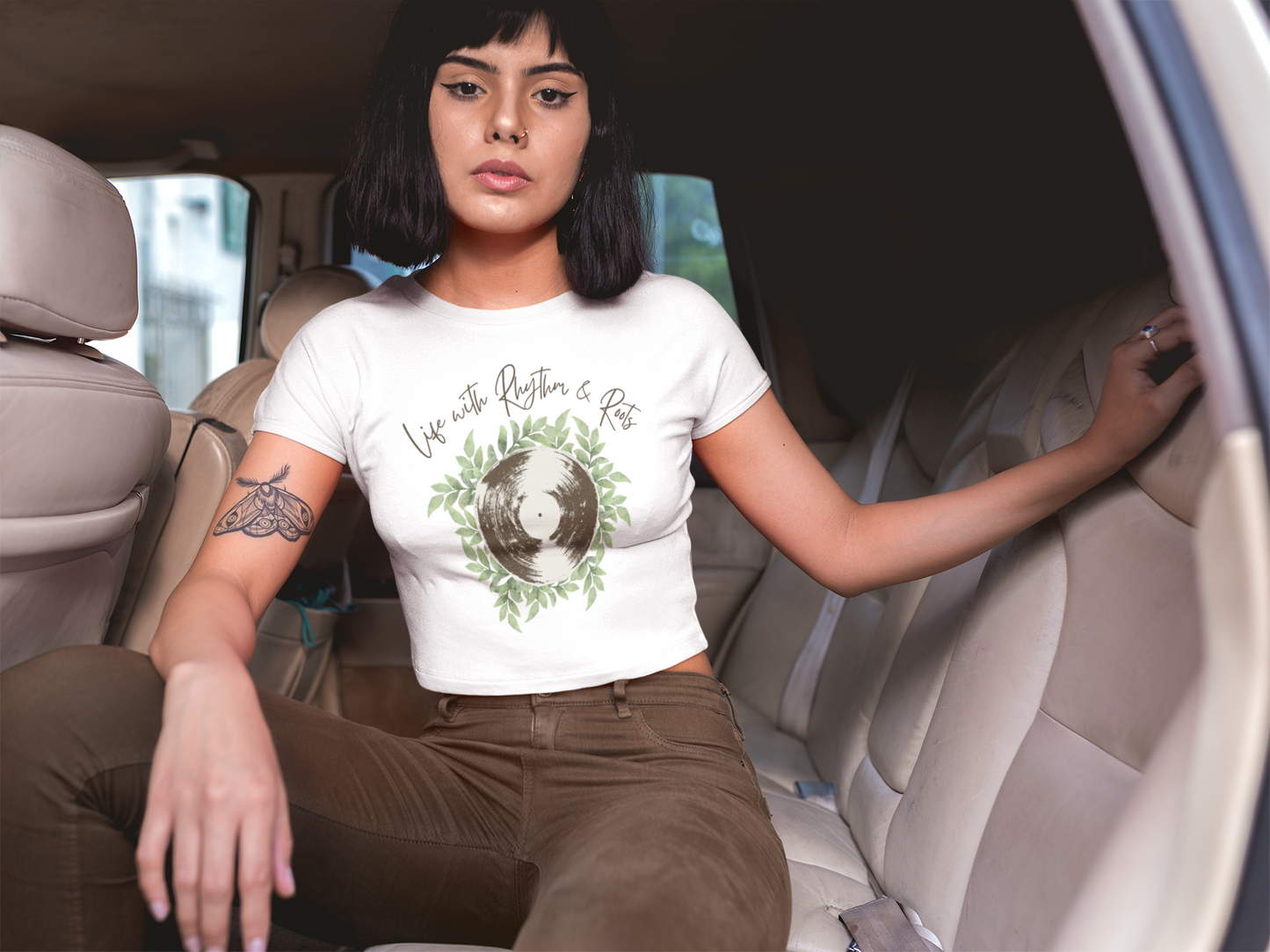 "Life with Rhythm & Roots" Vintage Crop Tee