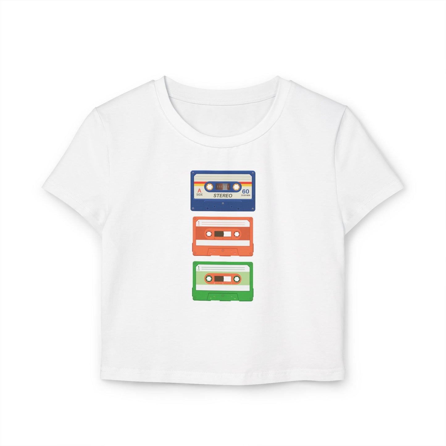 Retro Cassette Tape Crop Tee – Vintage 80s Music T-Shirt, Aesthetic Indie Nostalgia Shirt